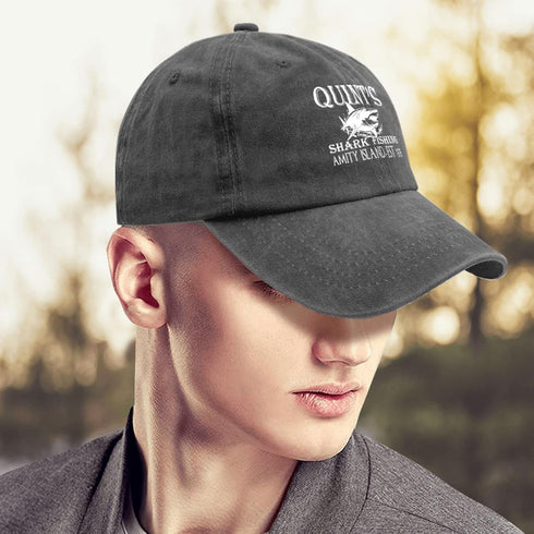 Vintage Mesh Baseball Cap - Quints Shark Fishing Amity Island EST 1978 Hat for Men