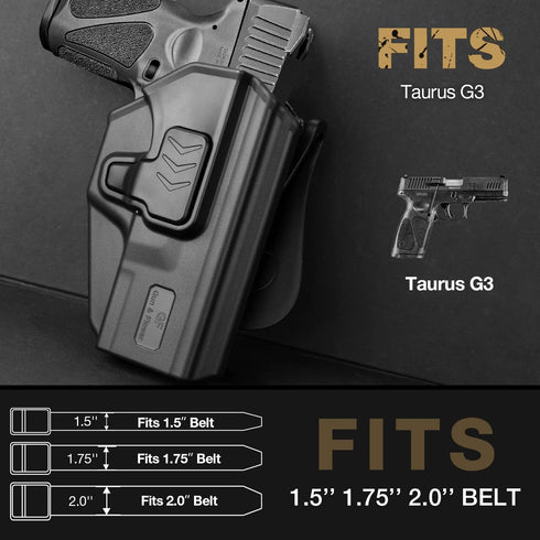 Taurus G3 OWB Holster, Polymer Open Carry Holster with 360 Degrees Adjustable for Right Hand Black