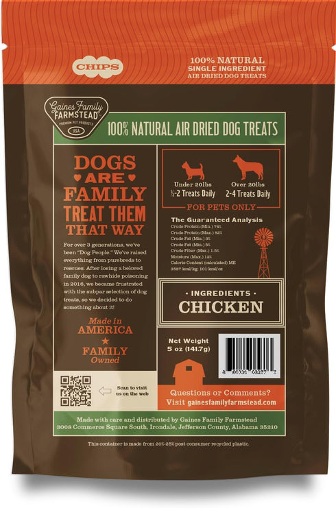 6 oz Gaines Family Farmstead Chicken Chips for Dogs Natural, High-Protein Dog Treats, Rawhide-Free Chews, Single