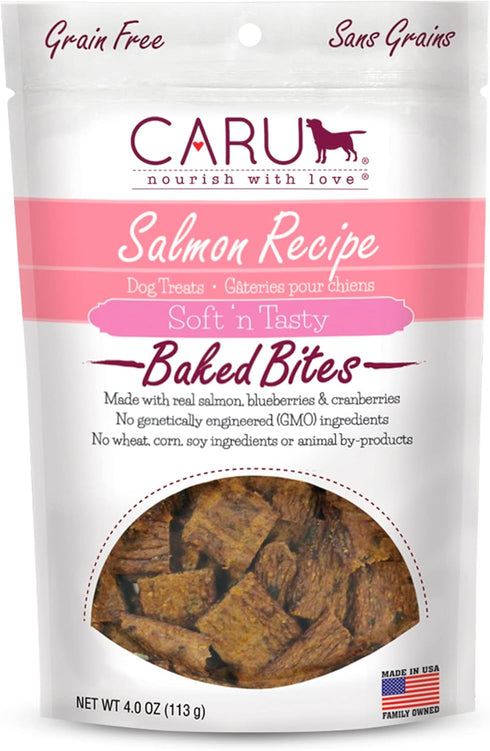 CARU Soft 'n Tasty Baked Bites, Salmon Bites Dog Treats, Flavorful Training Treats, 4 oz
