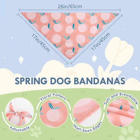 Simihiran 100 Pack Summer Dog Bandanas Bulk Spring Flower Dog Bandanas Pet Costume Dog Outfit Holiday Washable Scarf