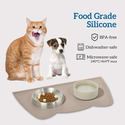 18 9.8'') OHMO - Cat Food Mat, Silicone Pet Feeding Mat for Floor Non-Skid Waterproof Dog Water Bowl Tray, Easy