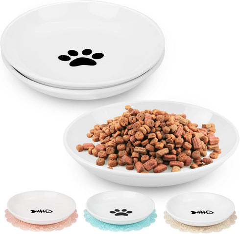 2024 NEW Anti Whisker Fatigue Cat Bowls Set, Healthy Ceramic Flat Cat Food Bowl for Indoor Cats