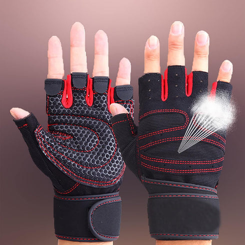 RiToEasysports Fitness Gloves, Non Slip Microfiber Silicone Palm Breathable Ottoman Back with Wrist Wrap