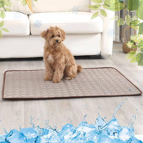 Dog Cooling Mat Washable, Portable Summer Cooling Pad, Ice Silk Self-Cooling Mat for Dog, 19x23in (Coffee)