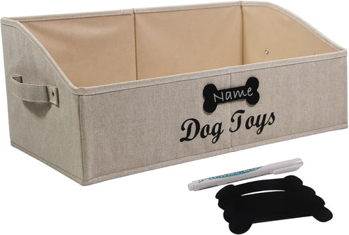 Large Dog Toy Bin, Collapsible Dog Toy Box, Fabric Trapezoid Dog Toy Basket for Organizing Pet Toys, Blankets, Leashes,