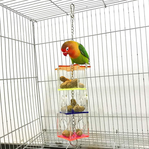 Bird Foraging Toys, Creative Parrot Feeder Box, Hanging Treat Foraging Toy for Parakeets, Cockatiel, Conure, Macaw