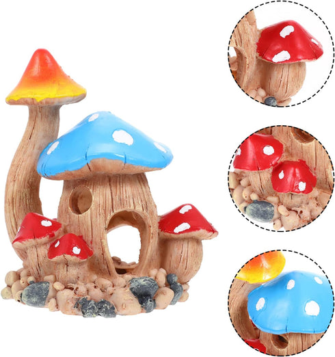 Zerodeko 1PC Resin Mushroom Hideout House, Aquarium Mushroom House Decorations, Fish Tank Cave Ornament for Small Fish Tank Landscape Hideaway Decor, Decoration