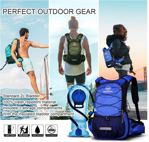 Hydration Pack, Insulated Backpack with 2L BPA Free Bladder, Hiking for Men, Women, Kids