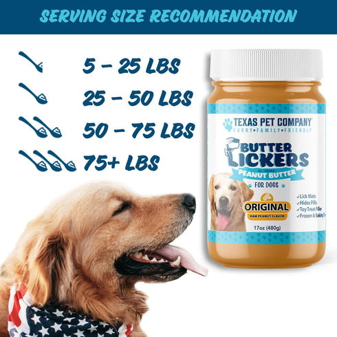 Butter Lickers Dog Peanut Butter, 100% Natural, USA Made, 17oz Jar for Dogs