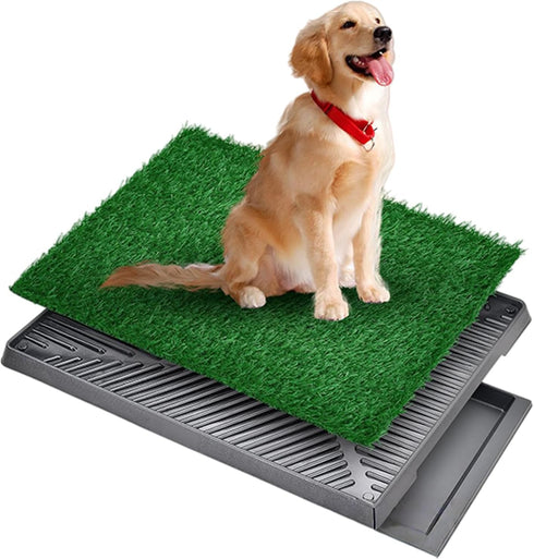 MHADBKH Artificial Grass Dog Potty Pad with Tray, Washable 3-Layer Reusable Puppy Training