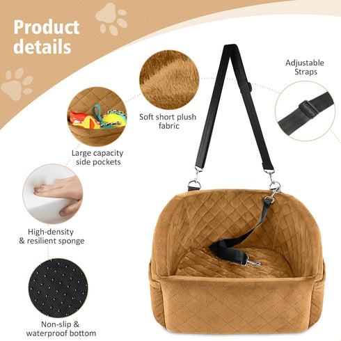 30lbs,Pet NEEZUKAR Dog Car Seat for Small Medium Dogs,Detachable Washable Dog Booster Seat Under Car Seat Travel Bed