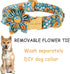 Unique style paws Halloween Dog Collar with Flower Tie - Adjustable Pumpkin Cotton Collar for Small Medium Large Dogs