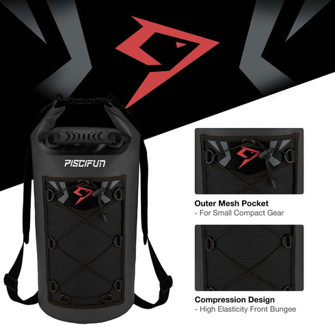 Piscifun Waterproof Floating Backpack 5L/10L/20L/30L/40L with Waterproof Phone Case for Kayaking and Fishing