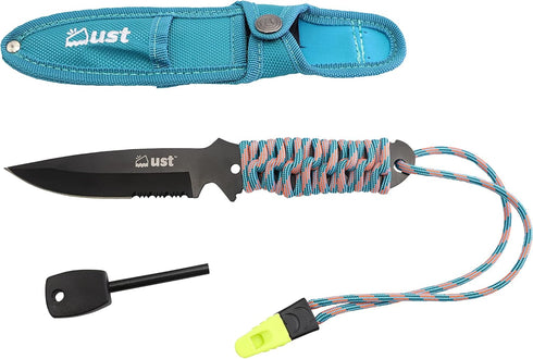 ust ParaKnife 4.0 PRO with 4 Inch Serrated Blade, Utility Cord, Fire Starter, Emergency Whistle