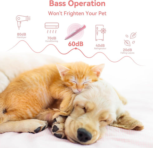 Dog Paw Trimmer, Portable Pink Clippers with LED Lights, Low Noise Rechargeable Cordless Grooming Hair Removal