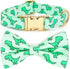 Dog/Cat Bow Collar, Green Dinosaur Pattern, Small (10" - 16")