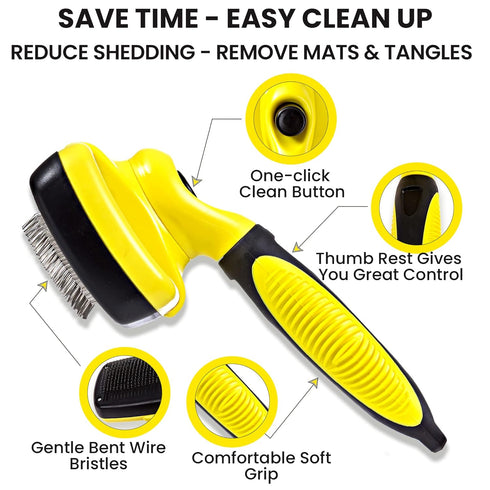 Self-Cleaning Slicker Brush for Dogs - Grooming Kit for Poodles and Goldendoodles
