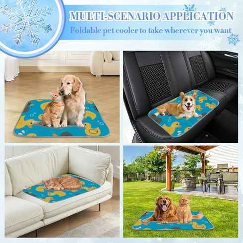 imiBBWQu Summer Summer 27" 22" Dog Cooling Mat Duck Yellow Black Blue Cooling Mat for Dogs Large Washable Dog Pad Pet