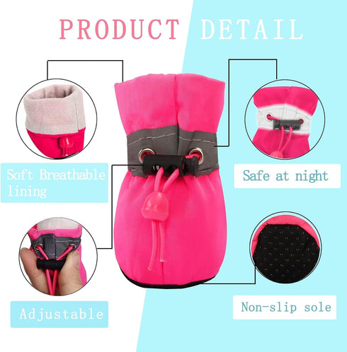 YAODHAOD 4PCS Dog Shoes for Hot Pavement, Anti-Slip Sole & Reflective Straps for Small Medium Dogs (Pink, Size: 4)