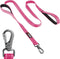 Tuff Pupper Heavy Duty Double Handle Dog Leash - 6 Foot Reflective with Twist Locking Carabiner for Strong Dogs