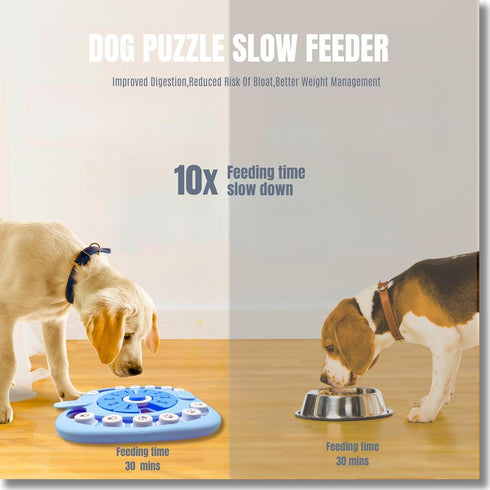Dog Puzzle Toys Level 2 - Interactive Treat Puzzles for Smart Dogs, Squeaky Button Design for Large, Medium, Small Dogs