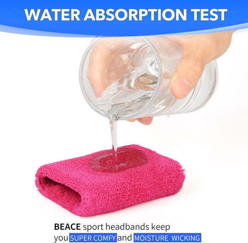 BEACE Sweatbands Sports Wristband for Men & Women - Moisture Wicking Athletic Cotton Terry Cloth Sweatband for Tennis