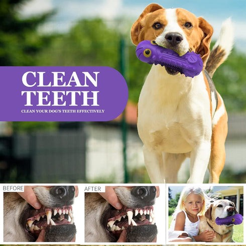 Dog Squeaky Toys for Aggressive Chewers, Durable Natural Rubber Toys for Large Medium Breed Dogs