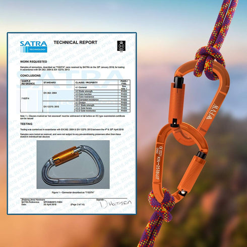 FVW Auto Locking Rock Climbing Carabiner Clips, UIAA Certified 25KN Heavy Duty D-Shaped Caribeaners for Rappelling