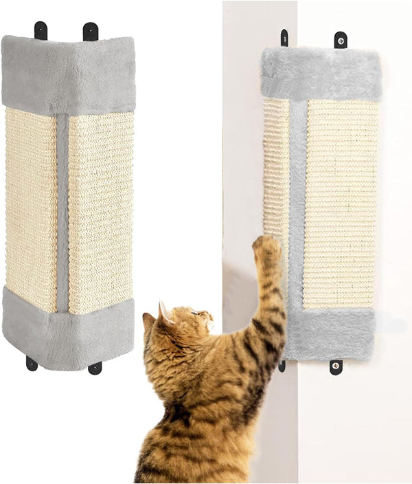BNOSDM 2 Pack Cat Wall Corner Scratcher, Mounted Sisal Scratch Board Protector for Indoor Cats, Anti Scratching Pad