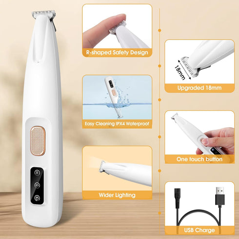 Palksky Dog Paw Trimmer, Saffory Electric Dog Clippers with LED Display, Rechargeable Micro Precision Trimmer