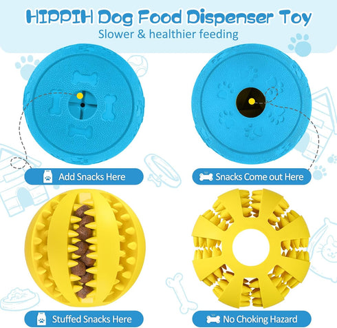 HIPPIH Dog Puzzle Toys 2 Pack, Interactive Toys for Large & Small Dogs, Durable Balls for Teeth Cleaning and IQ Training