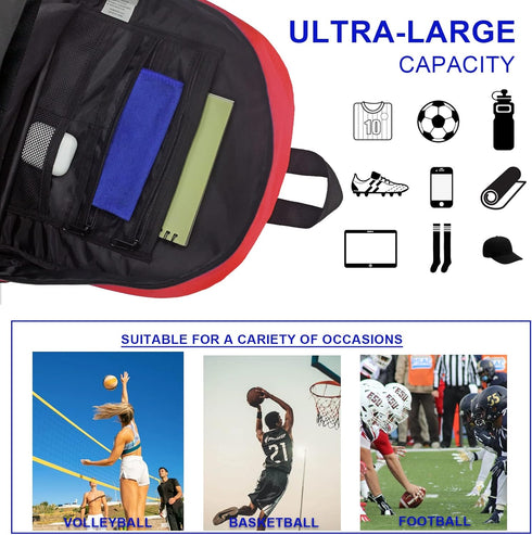 Youth Soccer Backpack - Sport Equipment Bag with Shoes and Ball Compartment for Football, Volleyball, Basketball
