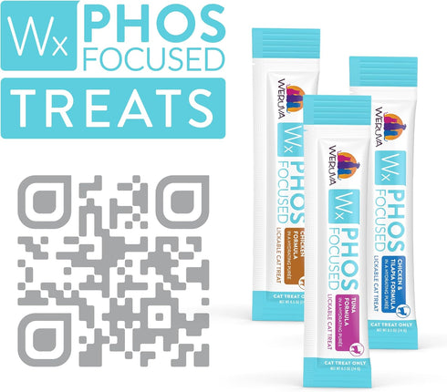 0.5oz Pack 50 Weruva Wx Phos Focused, Tuna Formula Lickable Cat Treats, Tube