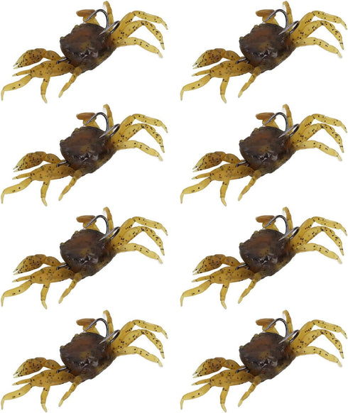 Artificial Crab Lures, 8Pcs Soft Bait with Hooks, Crab Bait 5.1in 1.2oz