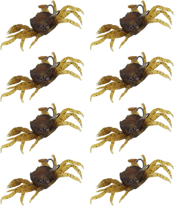 Artificial Crab Lures, 8Pcs Soft Bait with Hooks, Crab Bait 5.1in 1.2oz