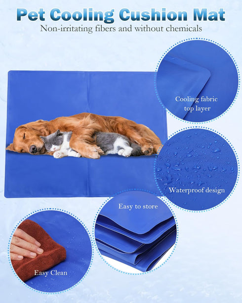 Dog Cooling Mat, 20" x 35" Activated Pet Cooling Pad for Dogs and Cats, Non-Toxic Gel, No Water or Electricity Needed