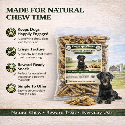 Dogscape chew 50 Dehydrated Chicken Feet Dog Treats, Natural Dental Chews for Dogs, Pieces