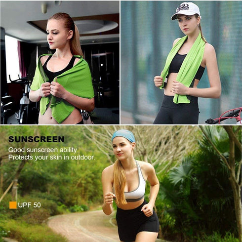 YQXCC 4 Pack Cooling Towels, Soft Breathable Microfiber Ice Cold Towel for Yoga, Golf, Gym, Camping, Running, Fitness,