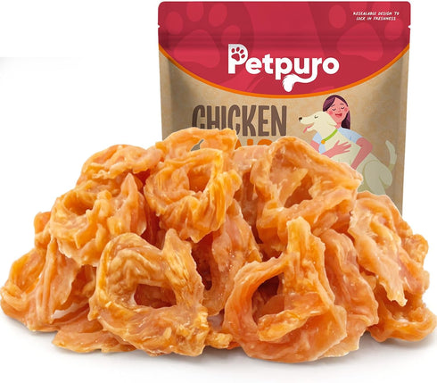 Chicken Rings Dog Treats, Real Chicken Jerky Rawhide-Free Soft Chews, Natural High