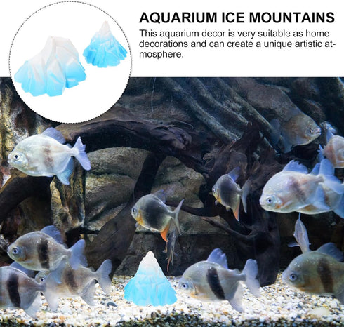 Ipetboom 2PCS Aquarium Snow Mountain Decoration - Iceberg Model Fish Tank Turtle Tank Accessories Blue-White