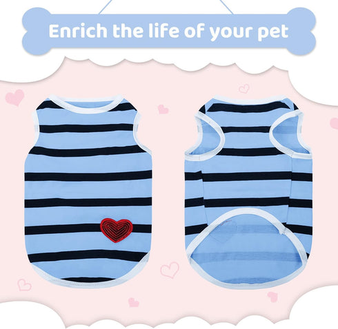 Pet Dog Striped T-Shirt, Cotton Vest for Dogs and Cats, Spring Summer Apparel for Small and Medium Pets
