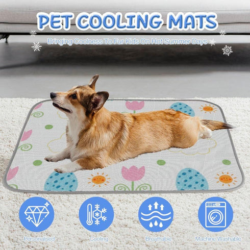 imiBBWQu Summer Summer 27" 22" Cooling Pad Spring Floral Easter Eggs Cat Cooling Mat Washable Pet Pad Dogbed Dog Bed