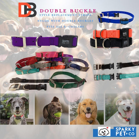 Sparky Pet Co ECollar Replacement Strap, Adjustable Dog Collar, Rugged Nylon, Quick Release Metal Clasp, 3/4" x 24", Red