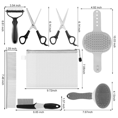 Pet Grooming Kit with Pet Shedding Slicker Brush, Bath Massage for Rabbit, Puppy, Kitten, Pet Grooming Kit With Multiple Combinations, Pet Supplies