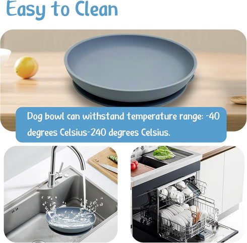 Silicone Dog Bowl Set of 2, 7.7in No Spill Puppy Food and Water Dish, Non-Tippable Feeding Bowls for Small & Medium Pets