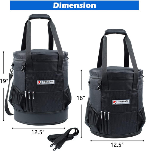 VIGERARI Baseball Bucket Bag, Coaches Bag, Expandable Softball Bucket Bag with Padded Seat, Baseball Gear Organizer