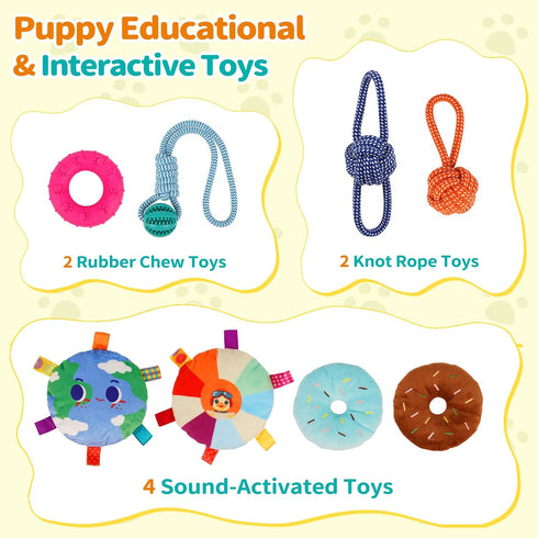 8 Wooden Puppy Play Gym for Small Dogs, Puppy Jungle Gym with Hanging Toys, Wood Frame Indoor Puppy Gym with Dog