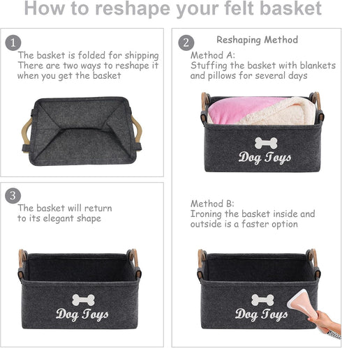 Morezi Felt Pet Toy Box and Dog Storage Basket Organizer - Dark Grey