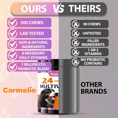 24 1 200 Omega-3 Immune Carmelie Dog Vitamins, in Dog Vitamins and Supplements, Chews with Glucosamine Probiotics Puppy